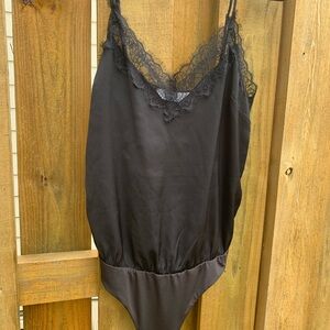 Black Lace Trim Bodysuit